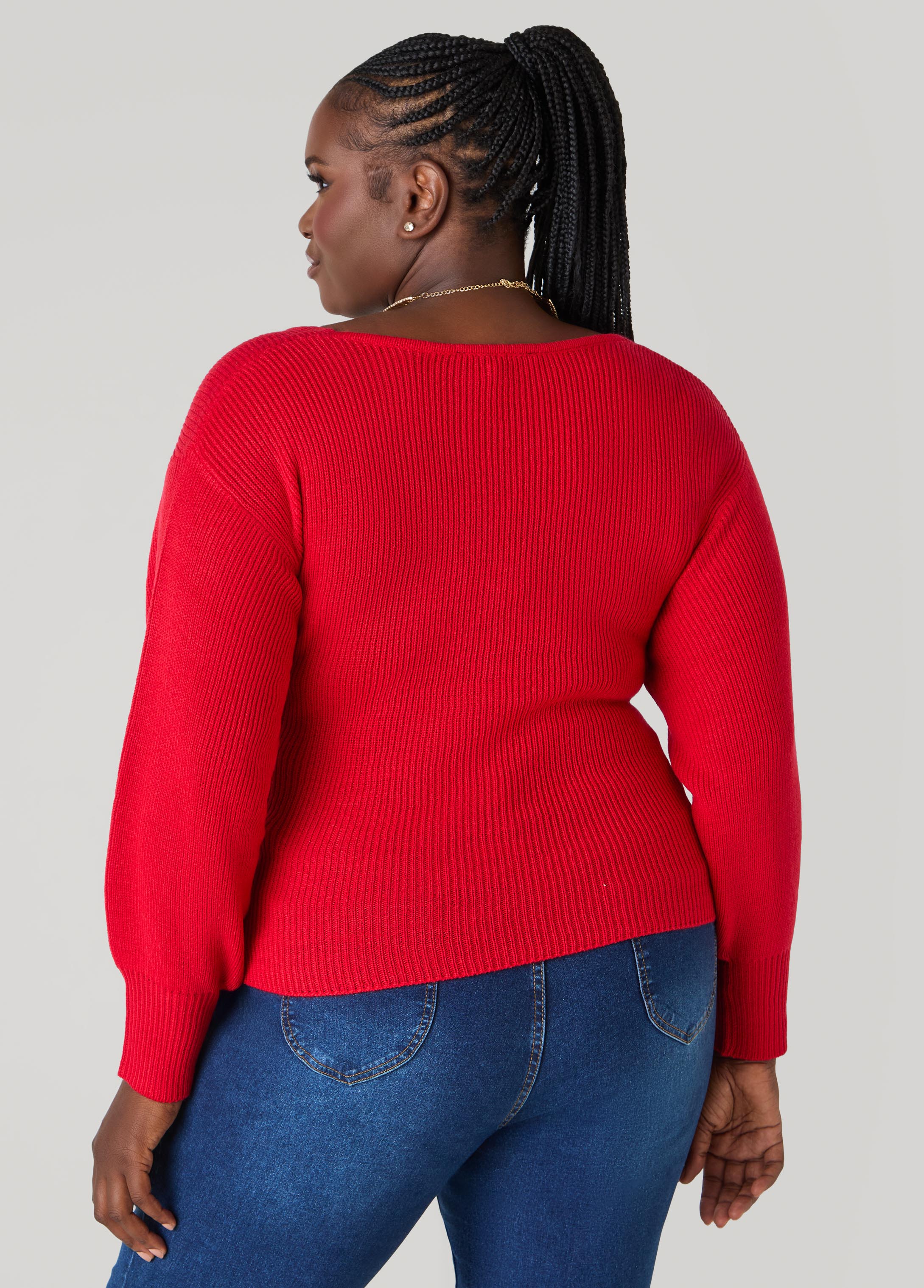 Crisscross Sweater Black | Ashley Stewart