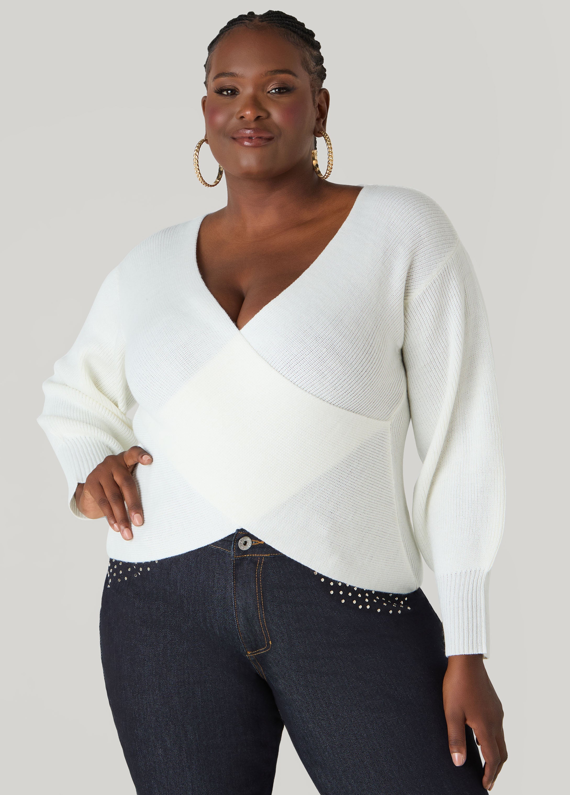 Crisscross Sweater Black | Ashley Stewart