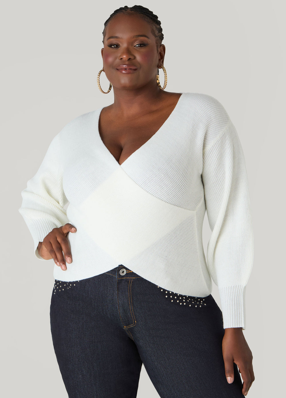 Crisscross Sweater Black | Ashley Stewart