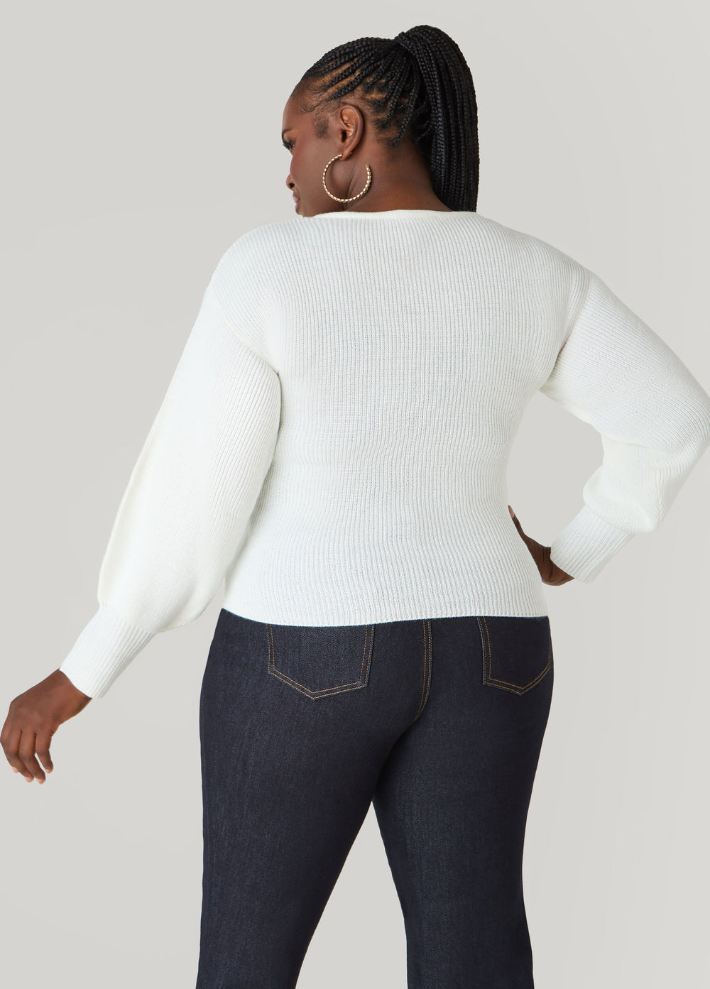 Crisscross Sweater Black | Ashley Stewart