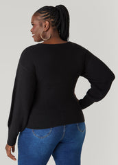 Crisscross Sweater Black | Ashley Stewart