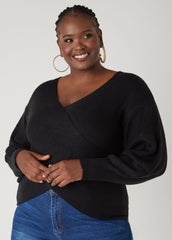 Crisscross Sweater Black | Ashley Stewart