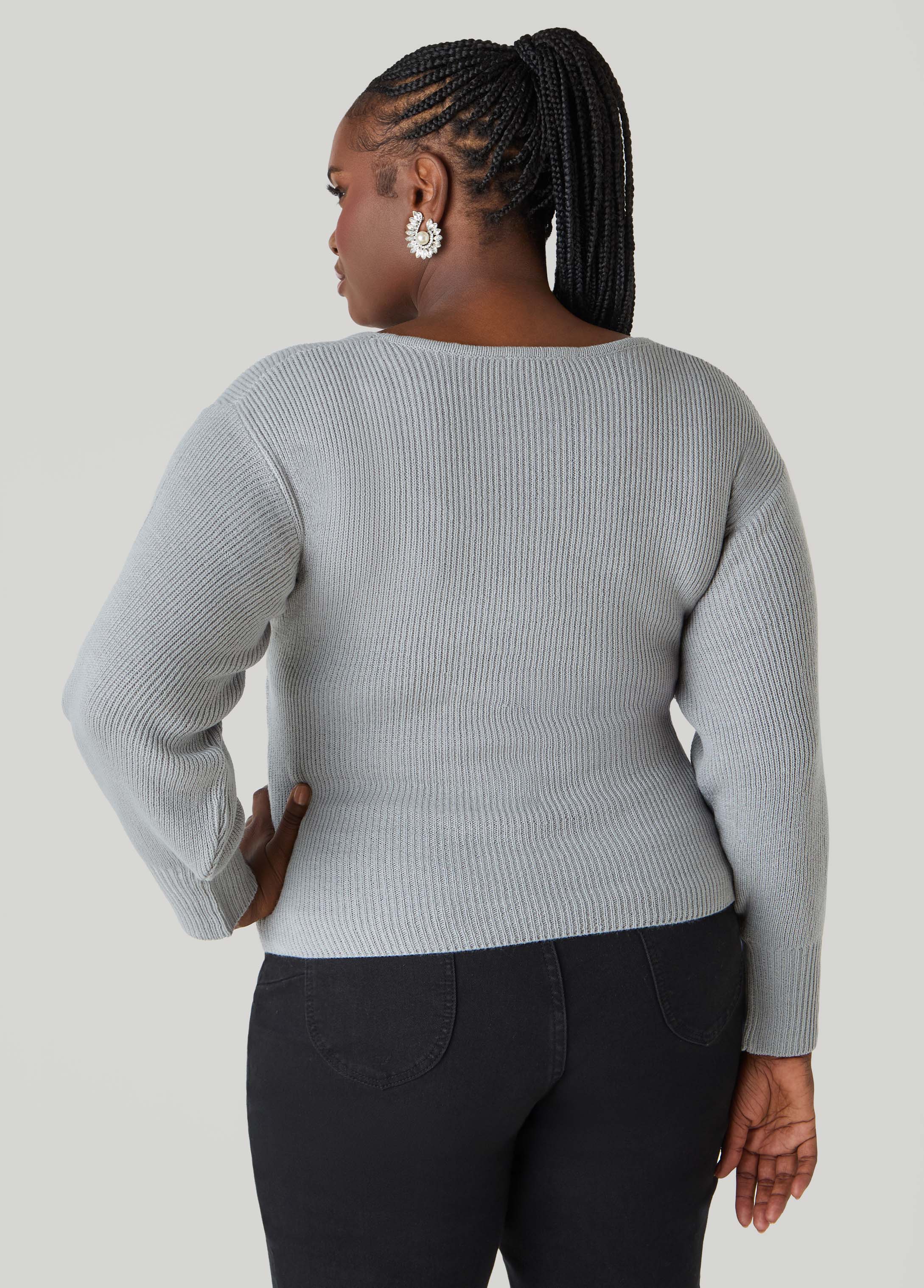 Crisscross Sweater Black | Ashley Stewart