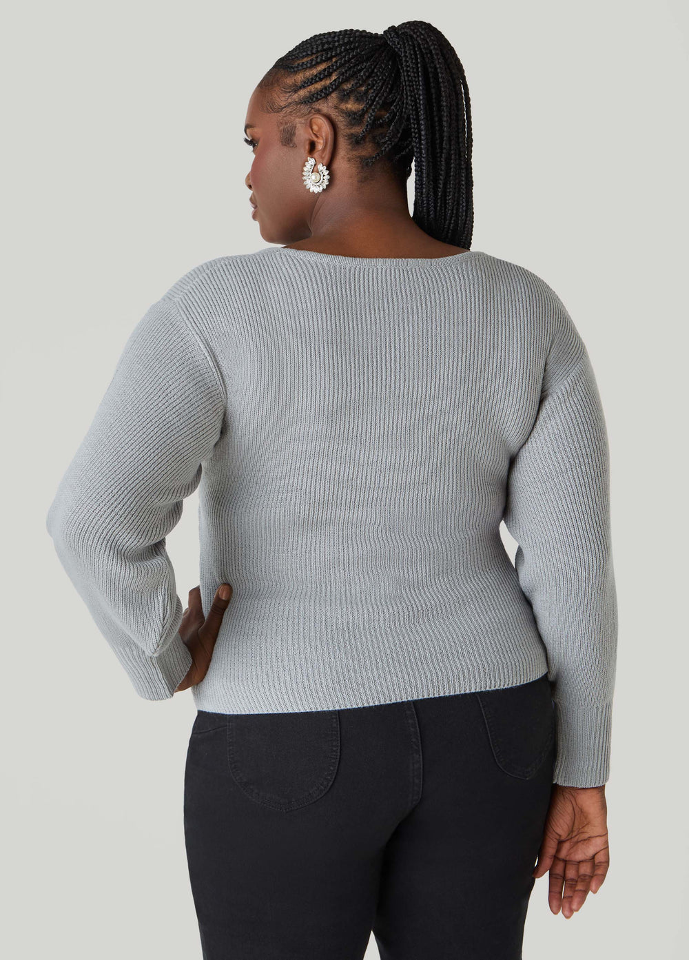 Crisscross Sweater Black | Ashley Stewart