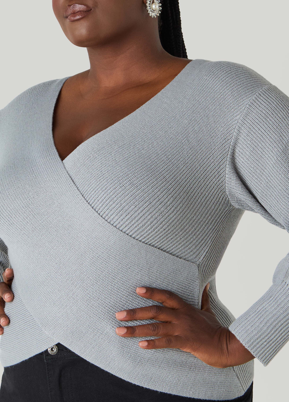 Crisscross Sweater Black | Ashley Stewart