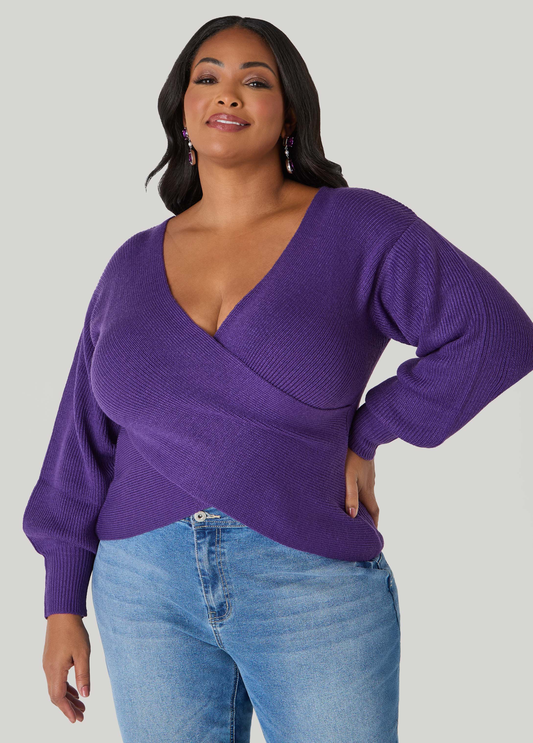 Crisscross Sweater Black | Ashley Stewart
