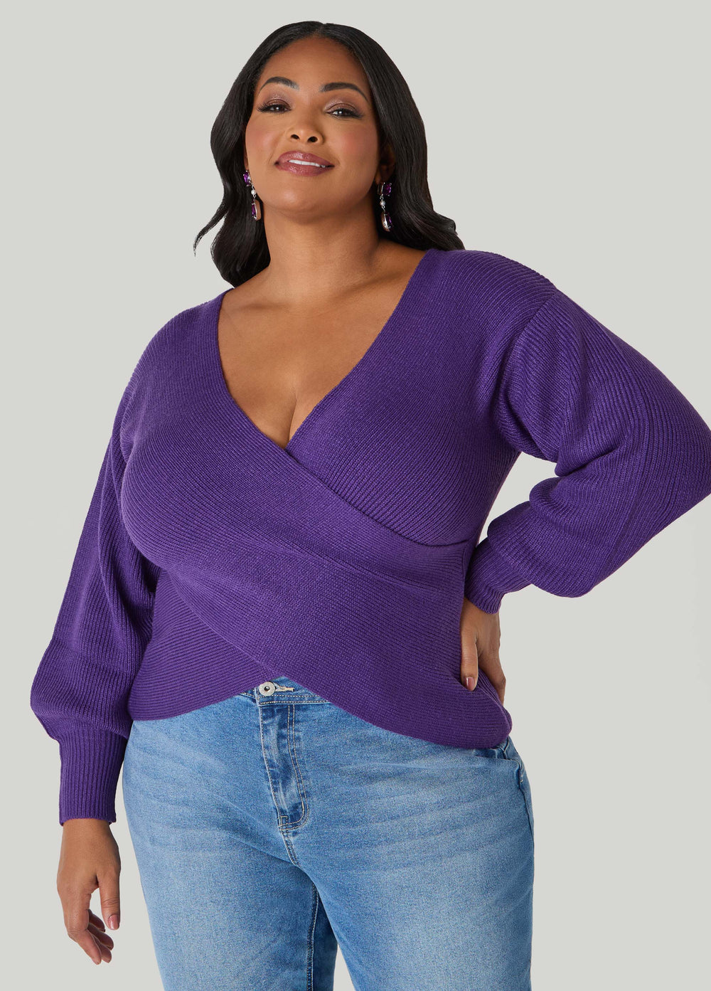 Crisscross Sweater Black | Ashley Stewart