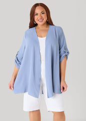 Textured Open Front Kimono Blue | Ashley Stewart