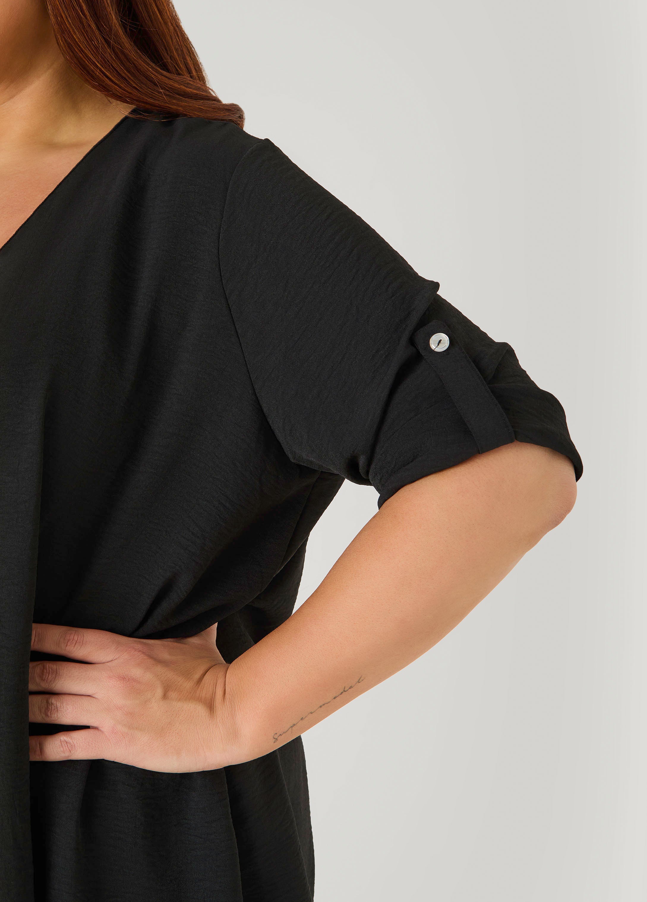 Textured Open Front Kimono Blue | Ashley Stewart