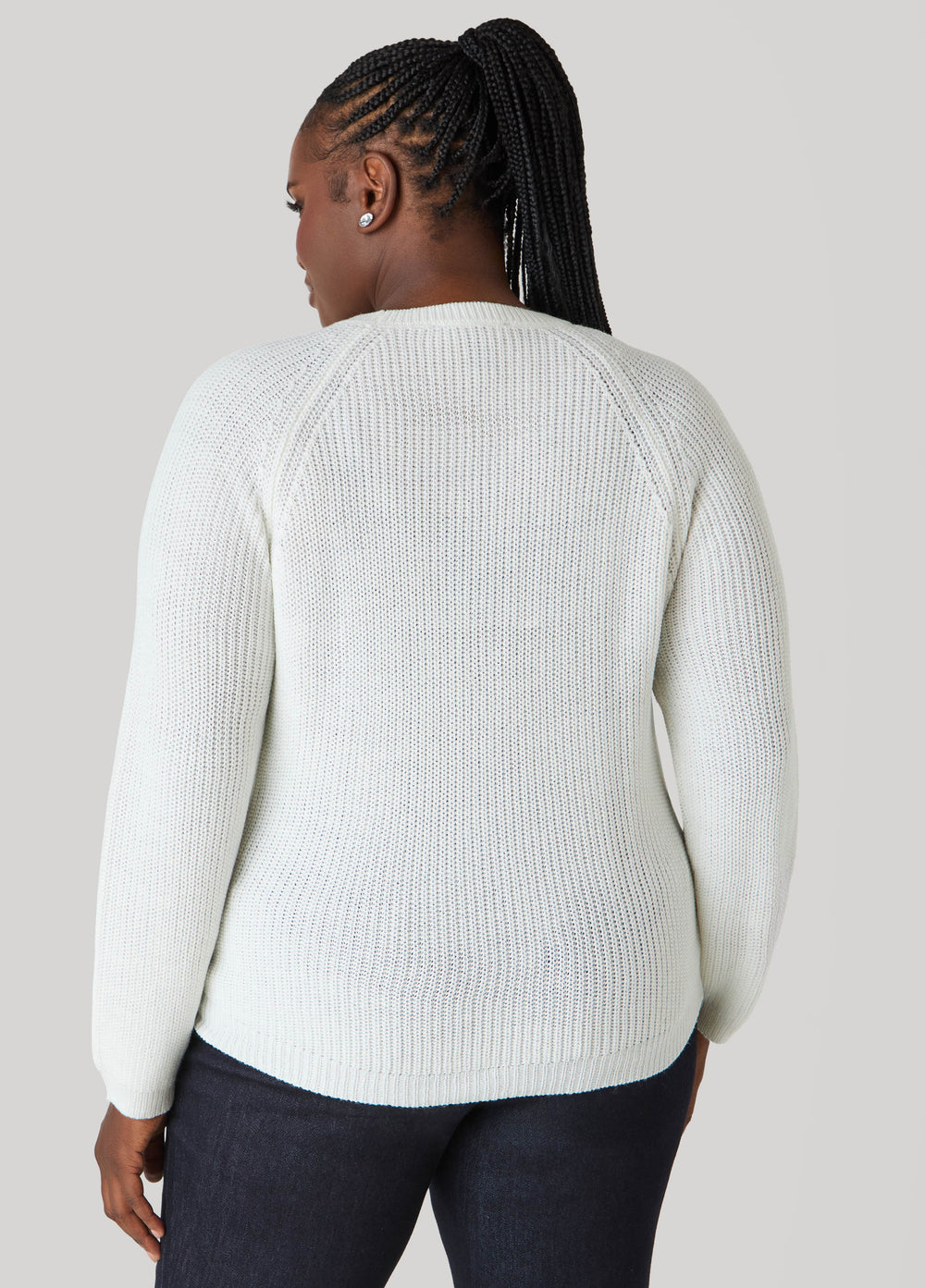 Ribbed Raglan Sweater Black | Ashley Stewart