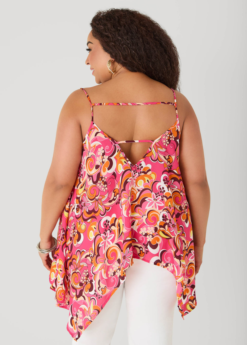 Paisley Print Handkerchief Tank Green | Ashley Stewart