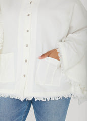 Bell Sleeved Denim Poncho White | Ashley Stewart