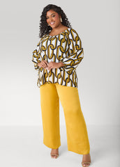 Chain Link Print Blouse White | Ashley Stewart