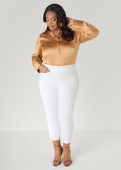 Satin Shirt Navy Peony | Ashley Stewart