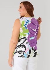 Floral Satin Cowl Neck Blouse Pansy | Ashley Stewart