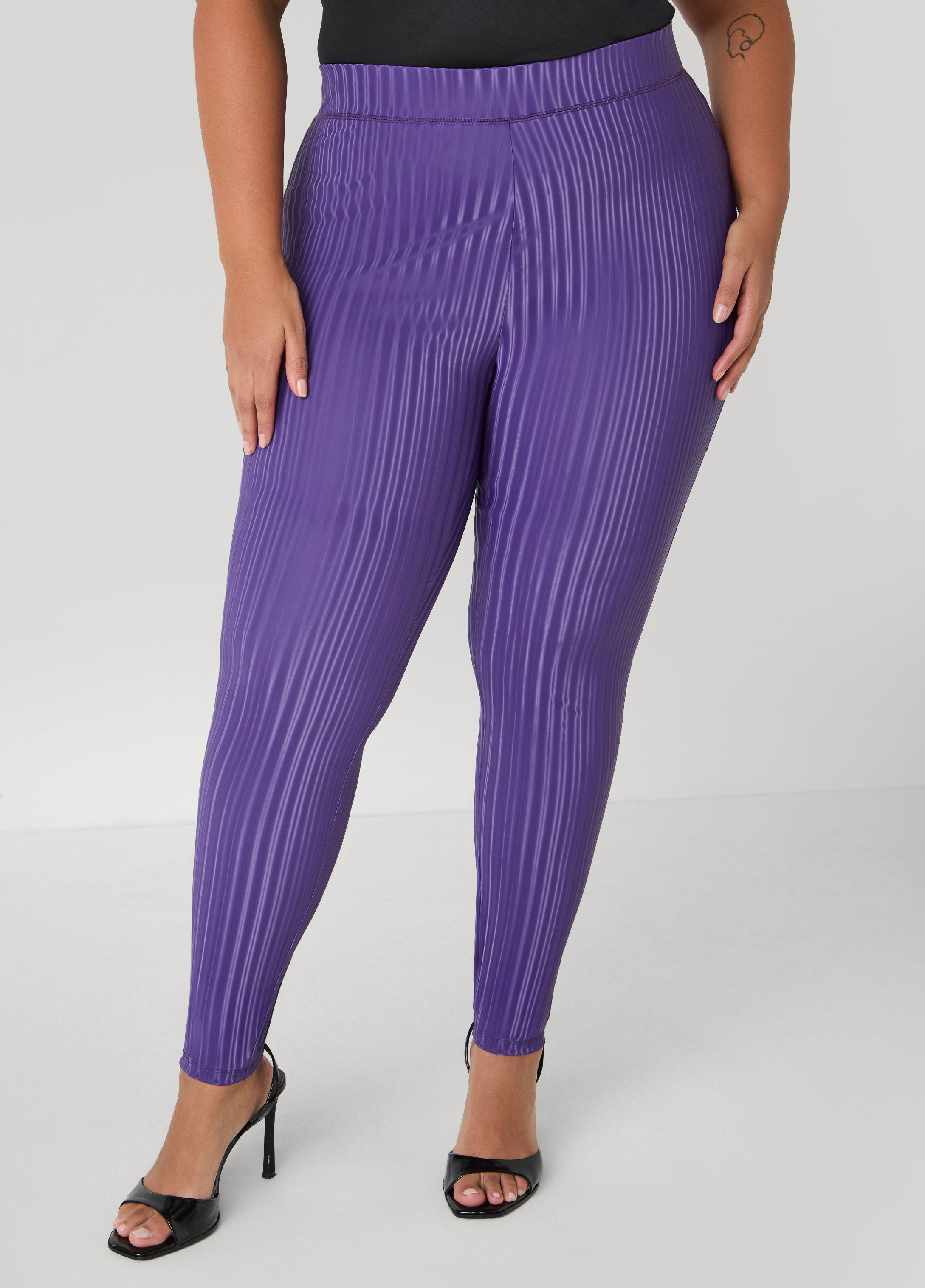 Striped Liquid Leggings PETUNIA | Ashley Stewart