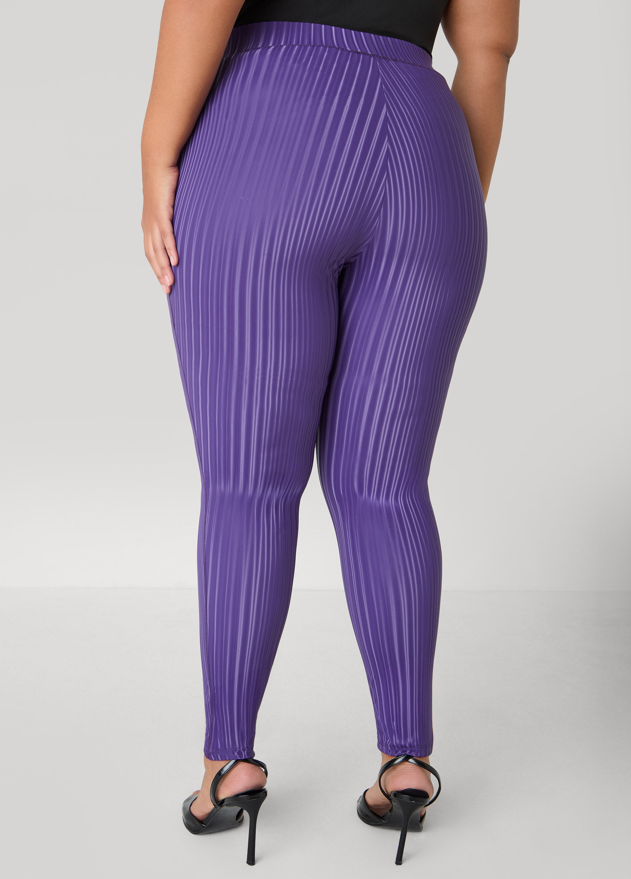 Striped Liquid Leggings PETUNIA | Ashley Stewart