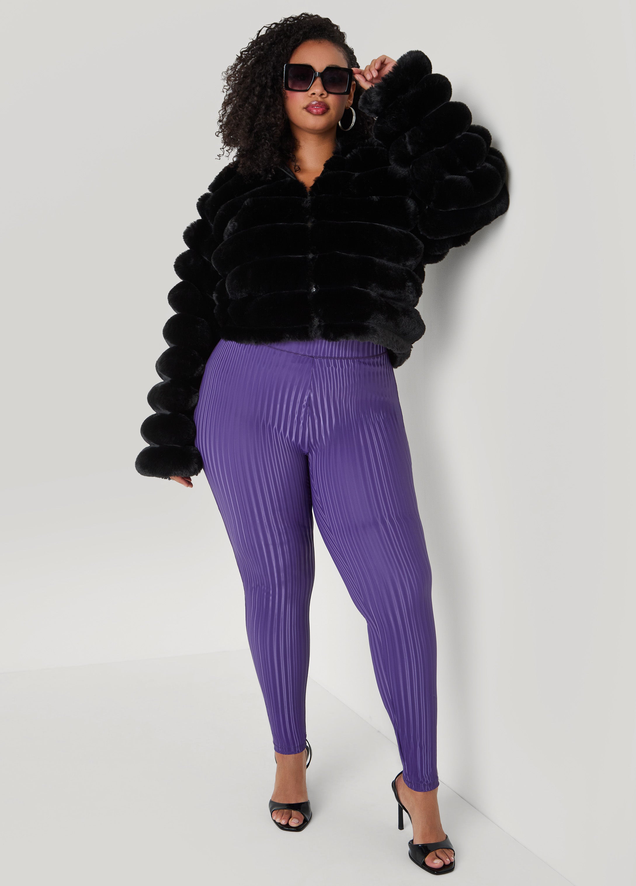 Striped Liquid Leggings PETUNIA | Ashley Stewart