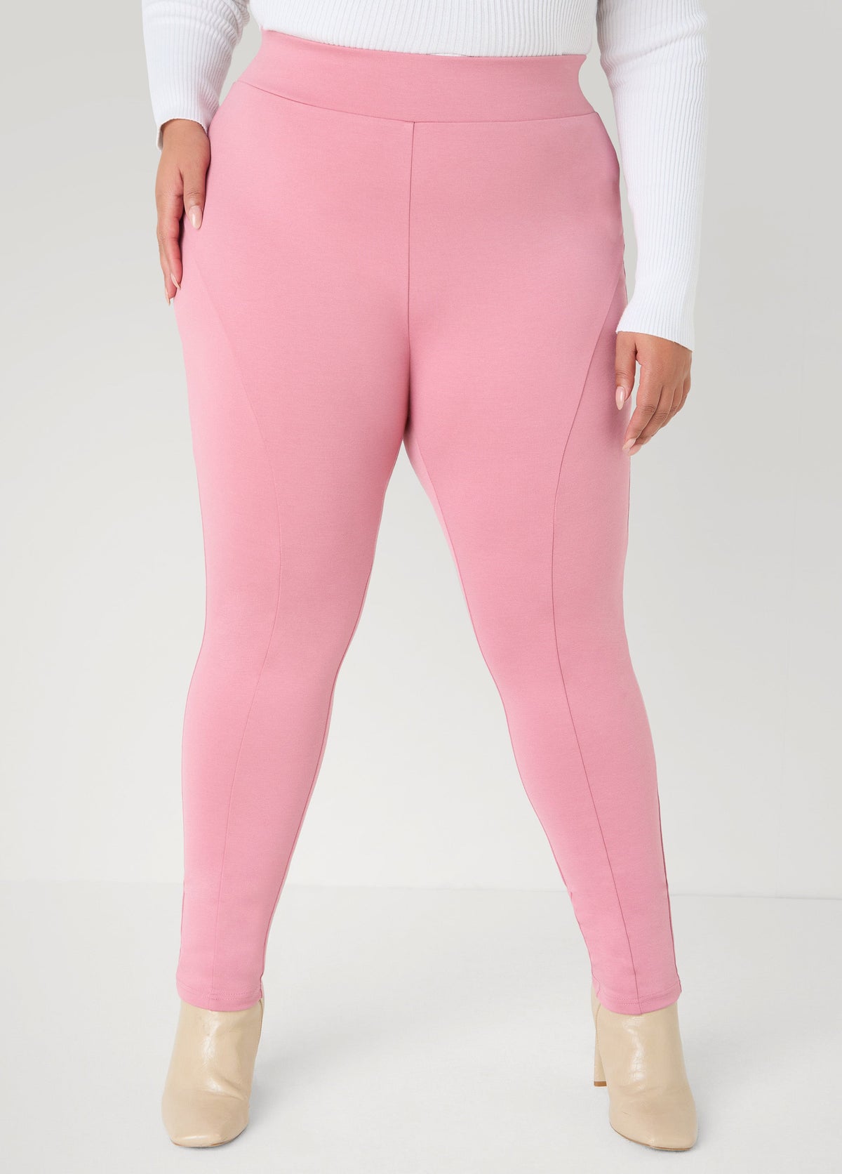 Seam Detailed Ponte Leggings Foxglove | Ashley Stewart