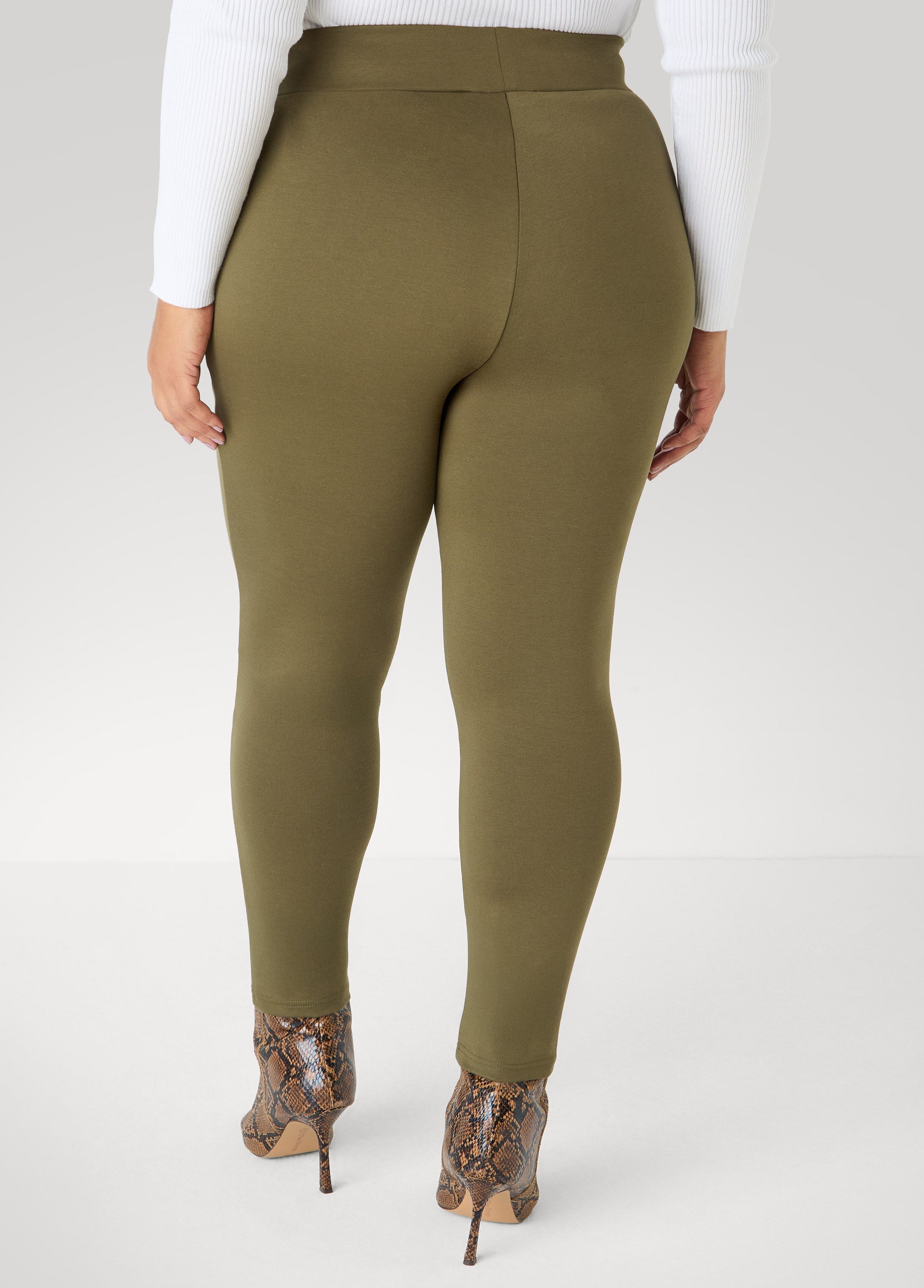 Seam Detailed Ponte Leggings Foxglove | Ashley Stewart