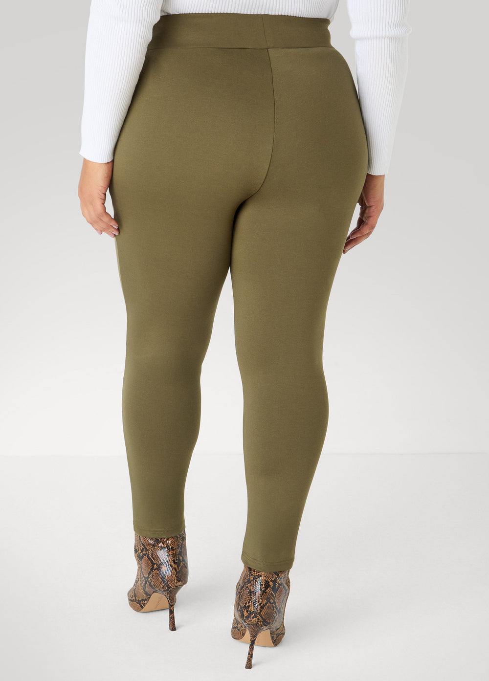 Seam Detailed Ponte Leggings Foxglove | Ashley Stewart