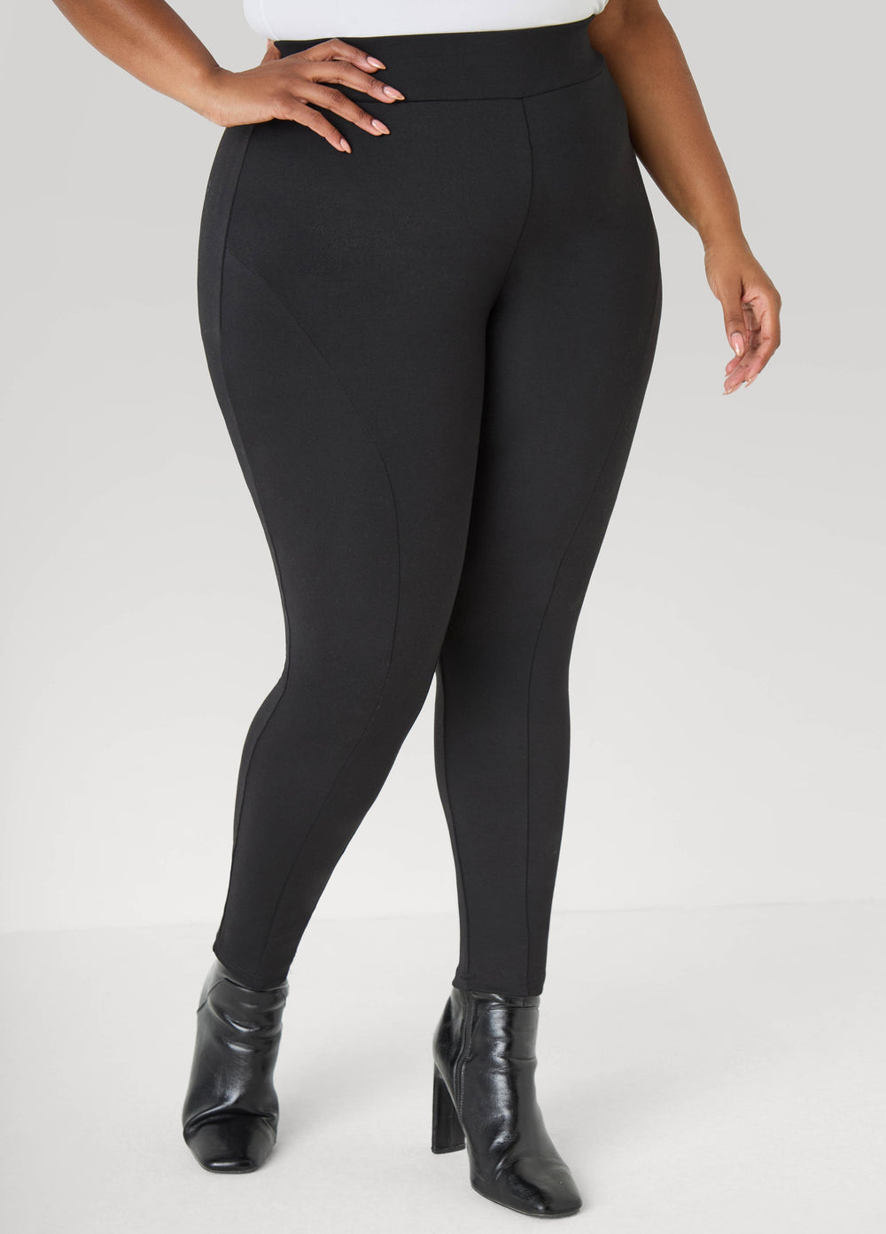 Seam Detailed Ponte Leggings Foxglove | Ashley Stewart