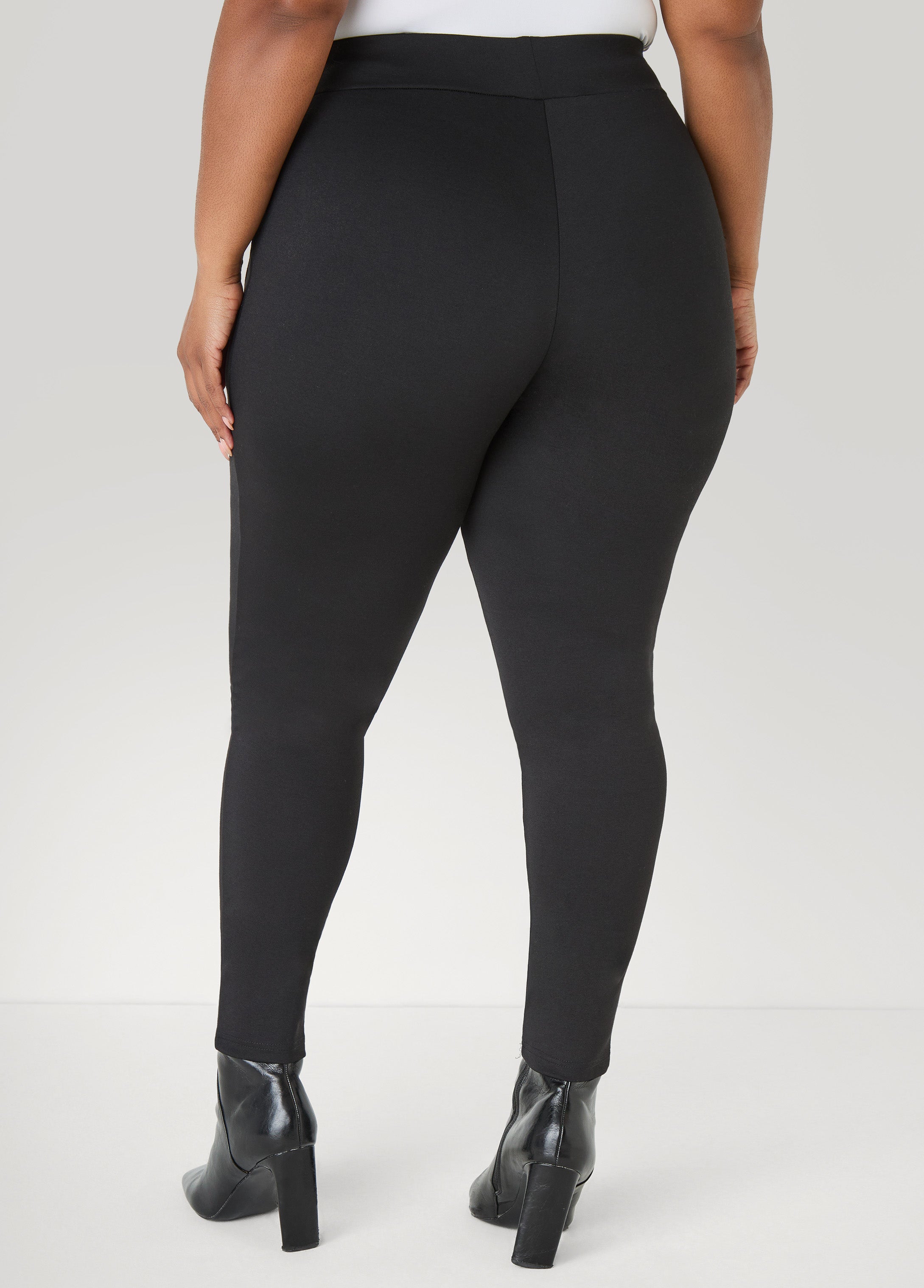 Seam Detailed Ponte Leggings Foxglove | Ashley Stewart