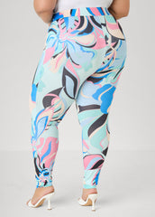Floral High Rise Leggings POWDER BLUE | Ashley Stewart