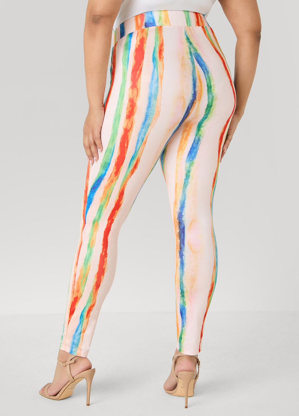 Brushstroke Striped Leggings Multi | Ashley Stewart