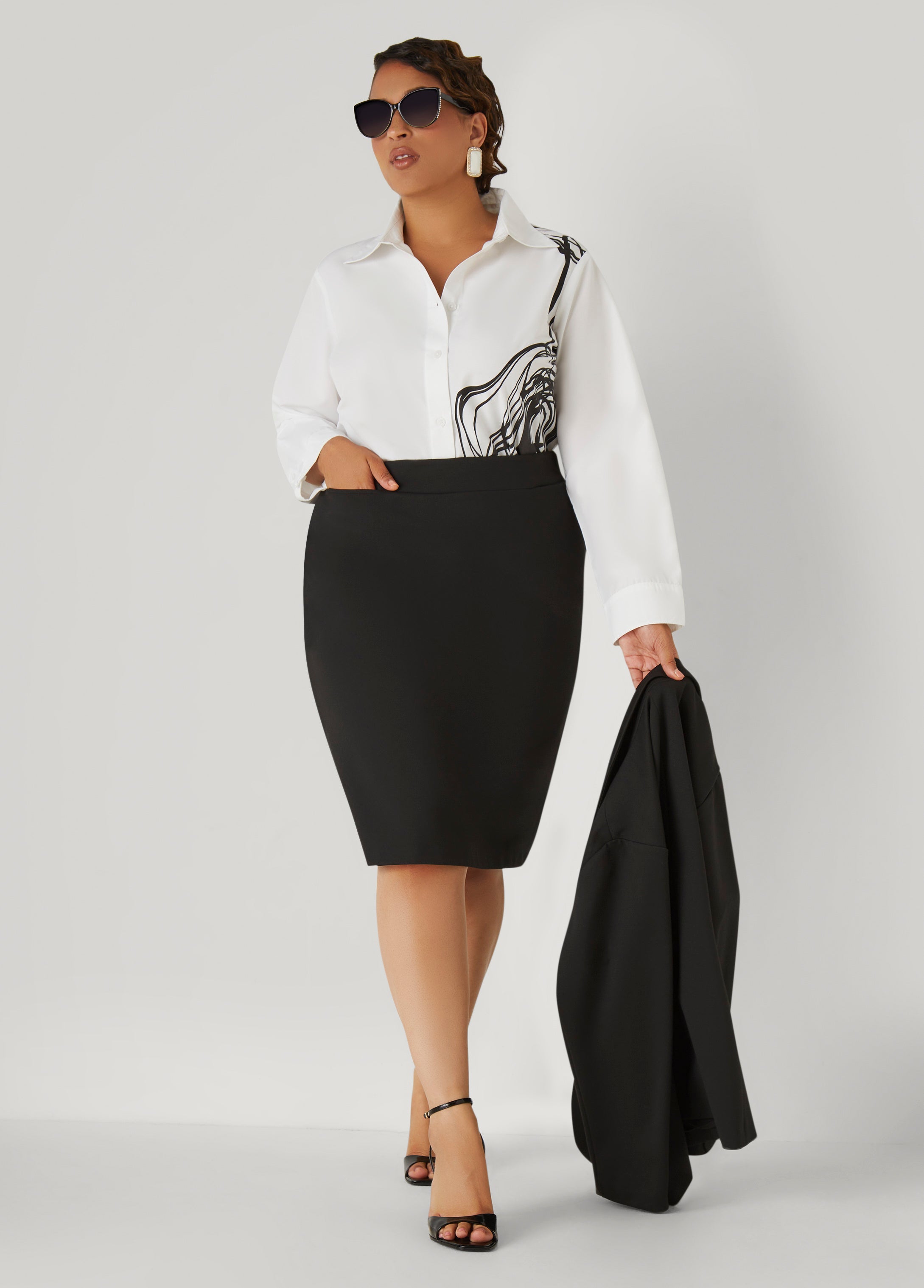 Pull On Ponte Skirt Black | Ashley Stewart