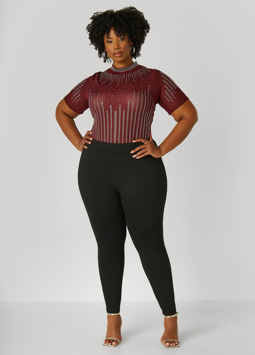 Ponte High Rise Pull On Leggings Black | Ashley Stewart