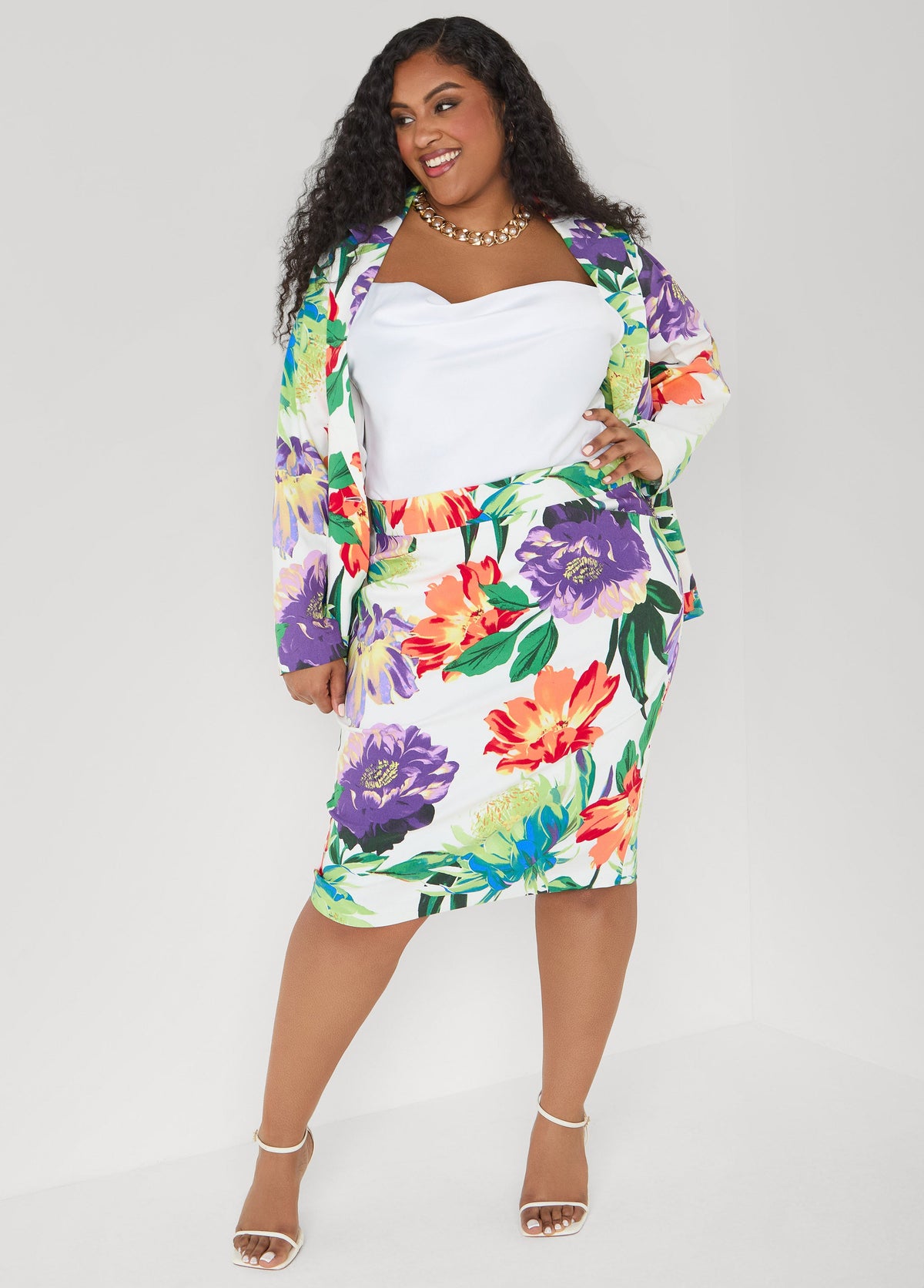 Millennium Floral Print Skirt Pansy | Ashley Stewart