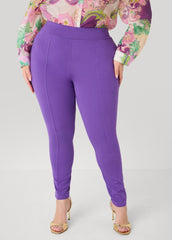 Seam Detailed Ponte Leggings Pansy | Ashley Stewart