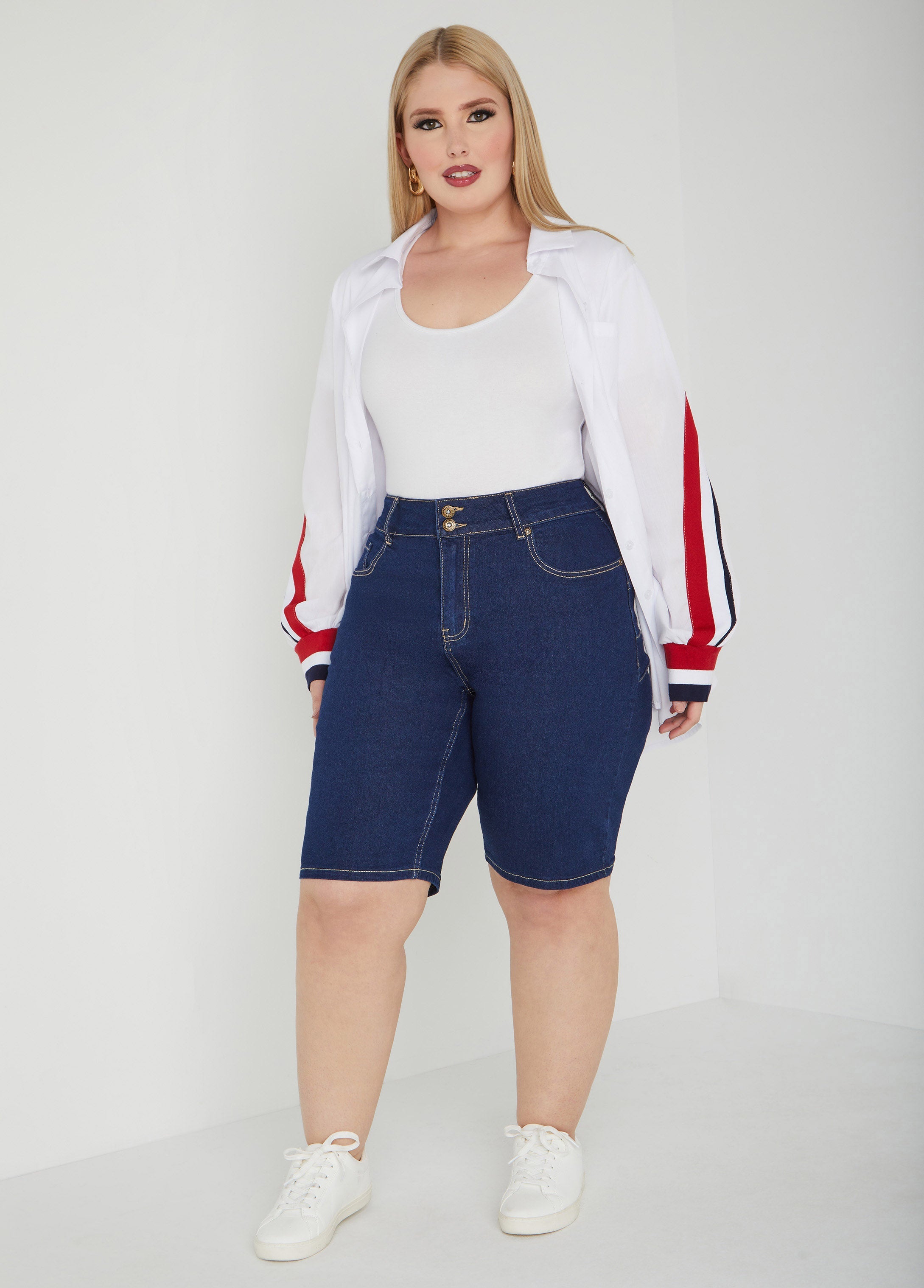 Plus Size Jean Shorts Plus Size Mid Rise Denim Shorts Lt Sky Blue | Ashley Stewart