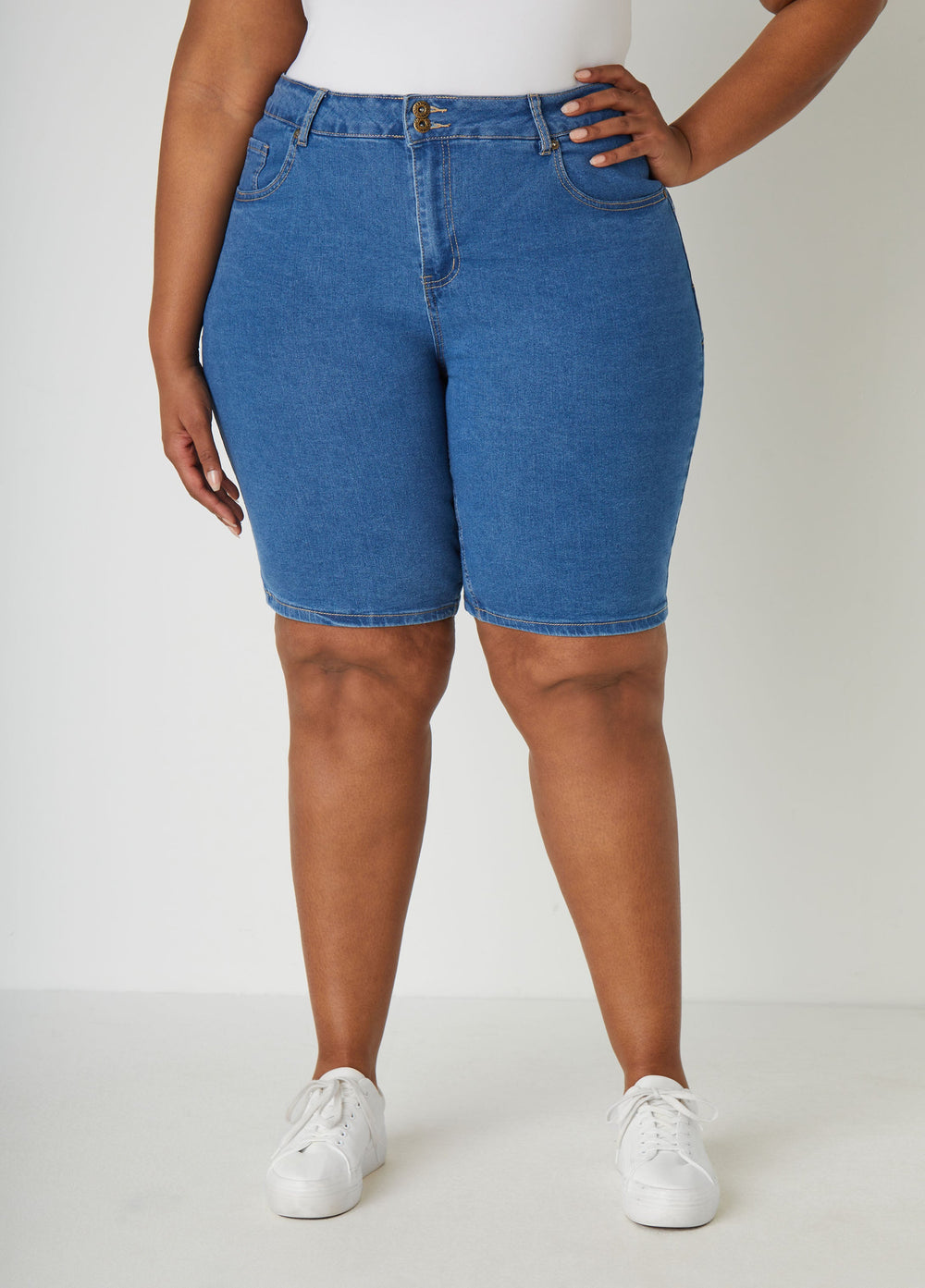 Plus Size Jean Shorts Plus Size Mid Rise Denim Shorts Lt Sky Blue | Ashley Stewart