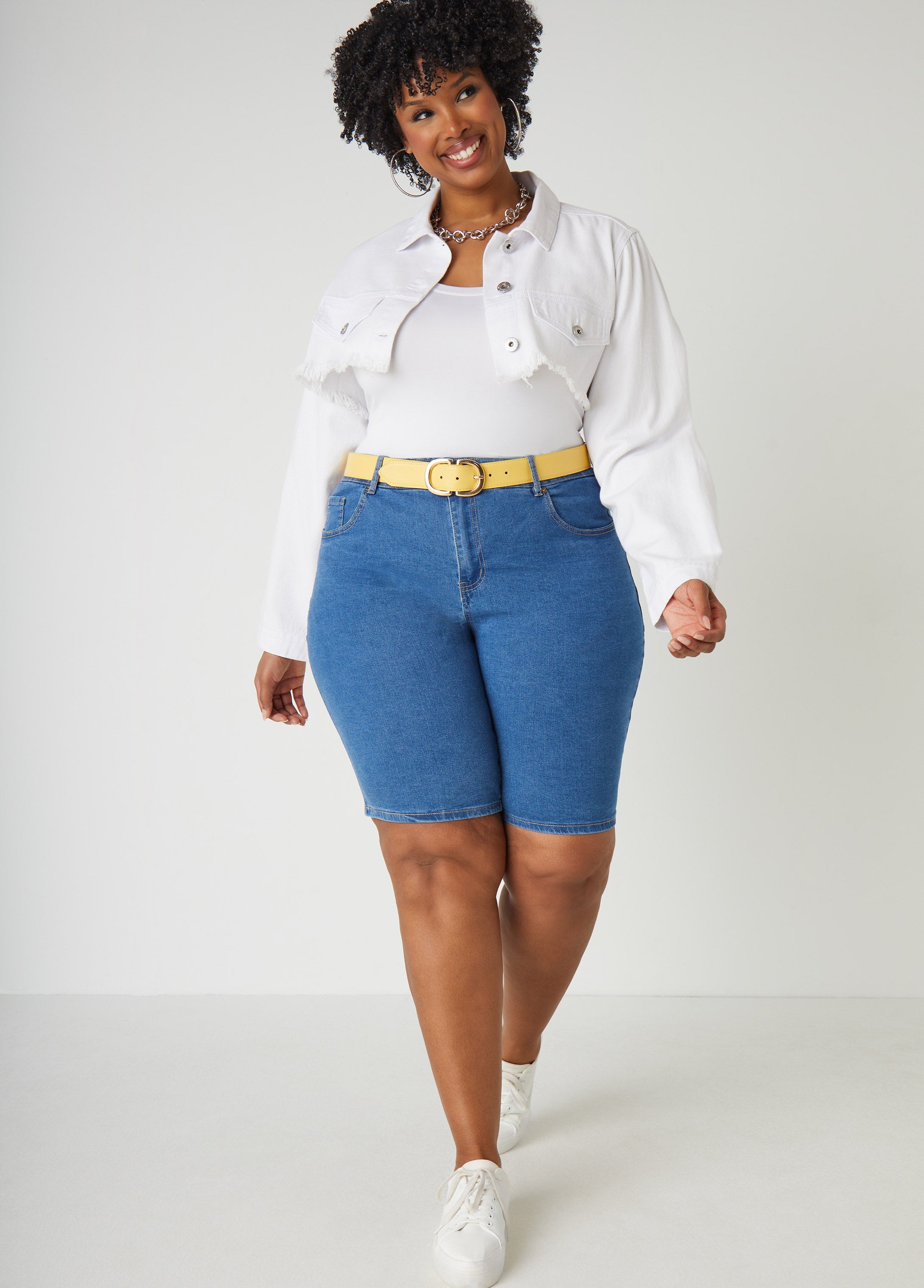 Plus Size Jean Shorts Plus Size Mid Rise Denim Shorts Lt Sky Blue | Ashley Stewart