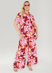 Printed High Waist Pants Pink | Ashley Stewart