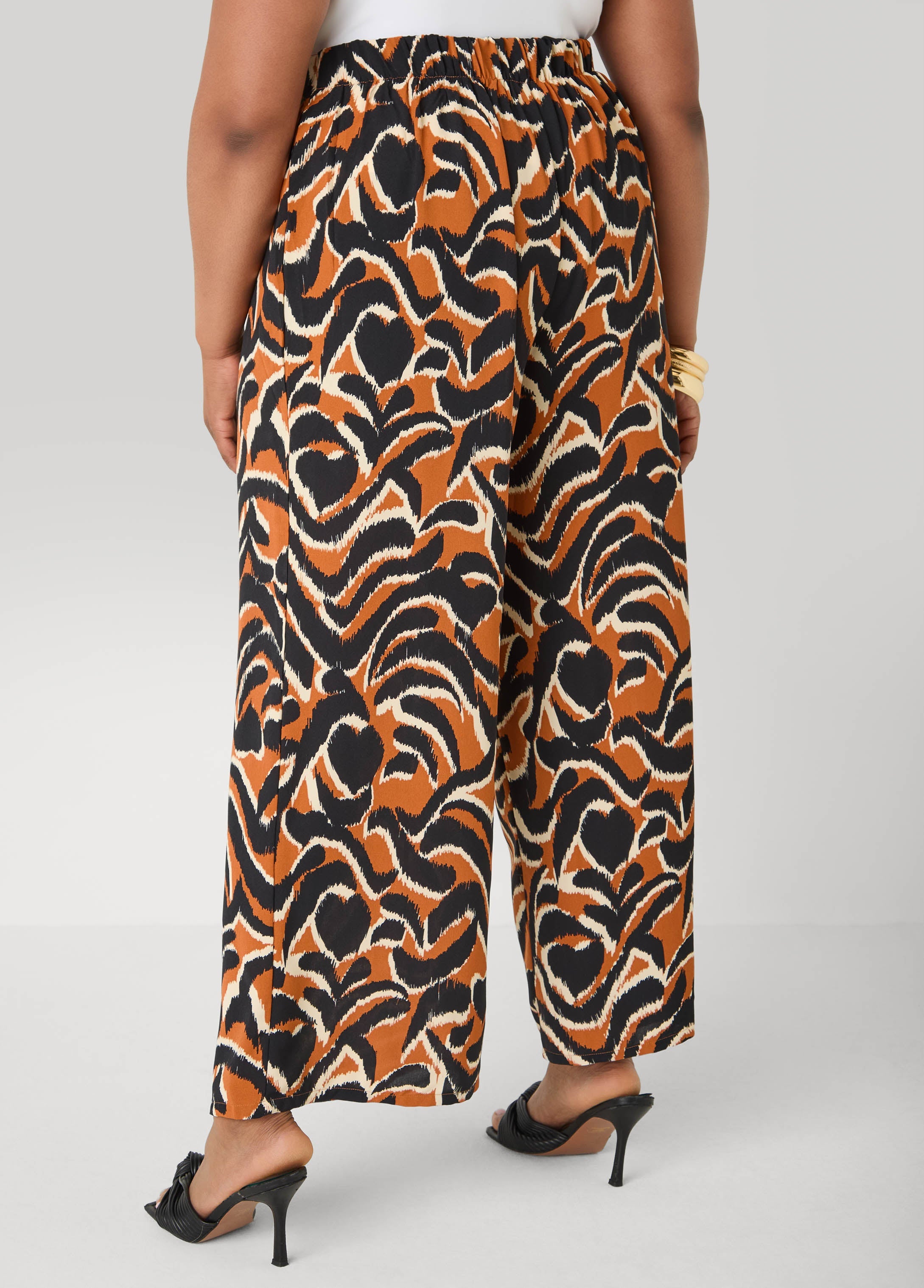 Printed High Waist Pants Pink | Ashley Stewart