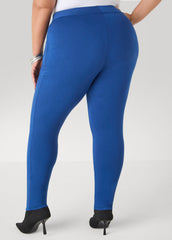 Ponte Seamed Leggings Navy Peony | Ashley Stewart