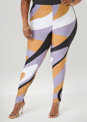 Swirl Print Leggings Iced Coffee | Ashley Stewart