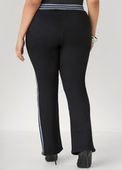 Striped Trimmed Bootcut Jeans Black | Ashley Stewart
