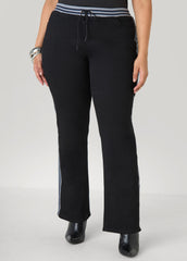 Striped Trimmed Bootcut Jeans Black | Ashley Stewart