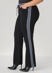 Striped Trimmed Bootcut Jeans Black | Ashley Stewart