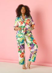 Millennium Floral Print Trousers Pansy | Ashley Stewart