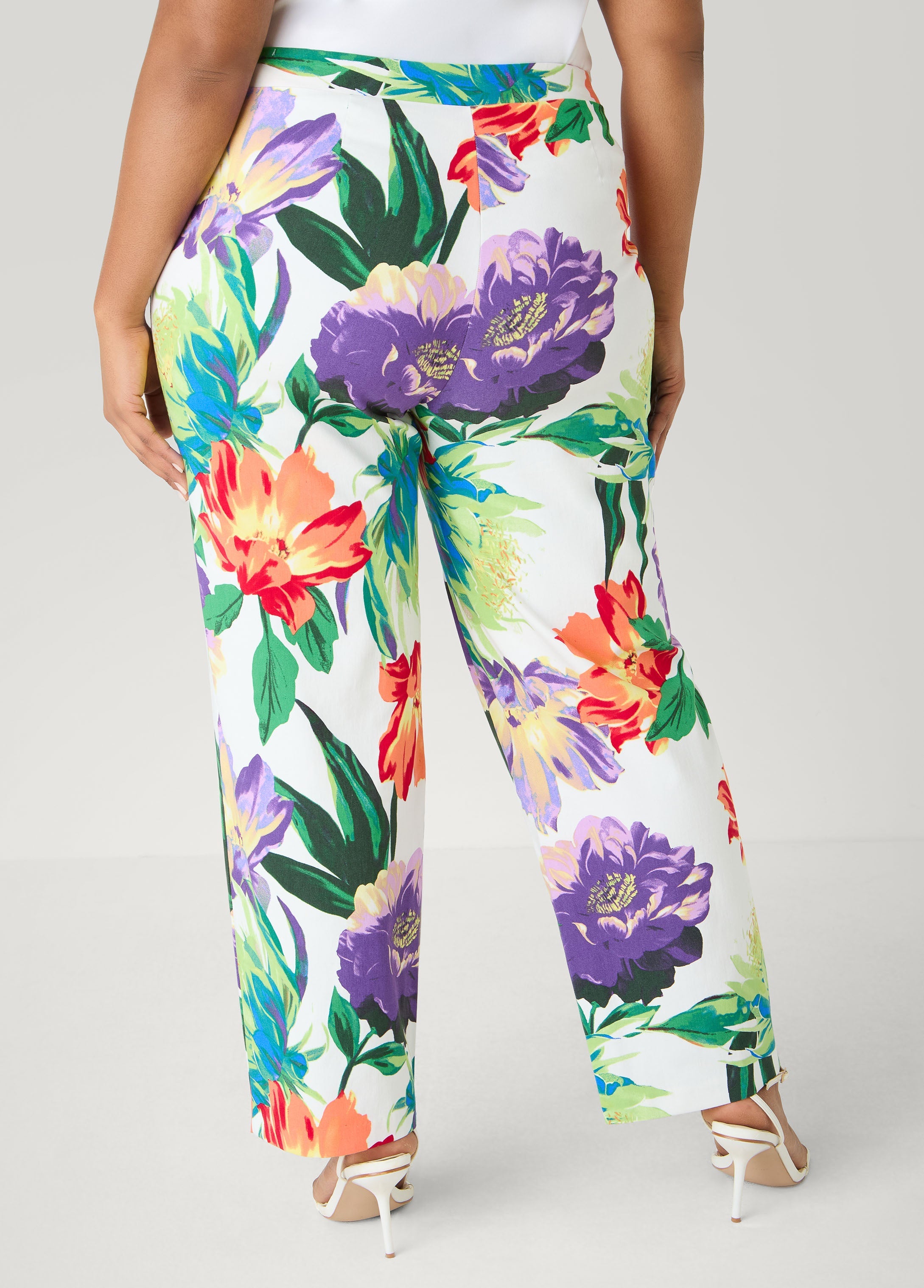 Millennium Floral Print Trousers Pansy | Ashley Stewart