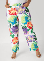 Millennium Floral Print Trousers Pansy | Ashley Stewart