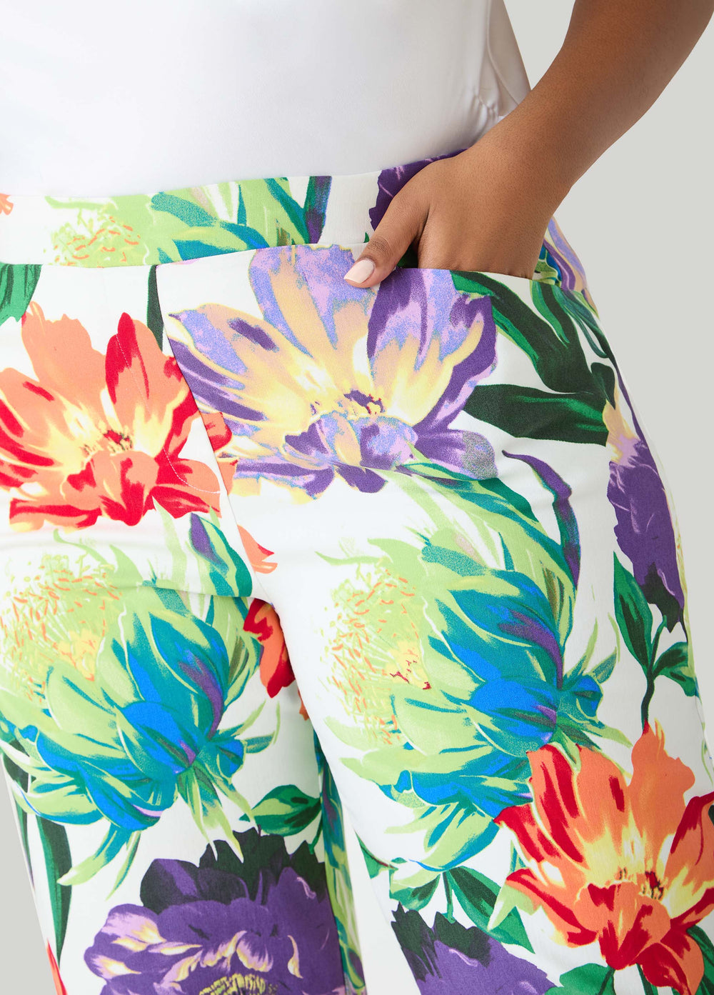 Millennium Floral Print Trousers Pansy | Ashley Stewart