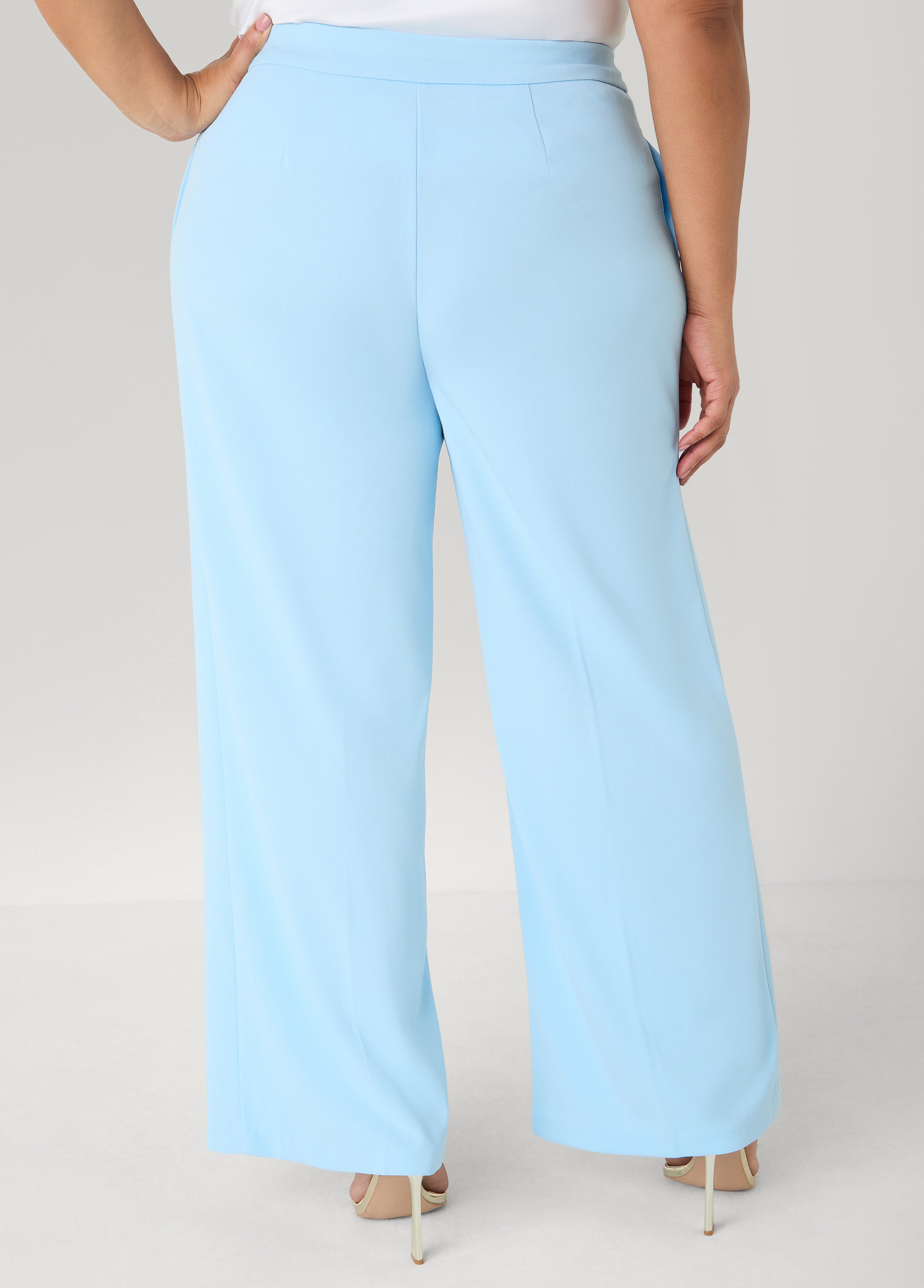 Pull On Straight Leg Pants POWDER BLUE | Ashley Stewart