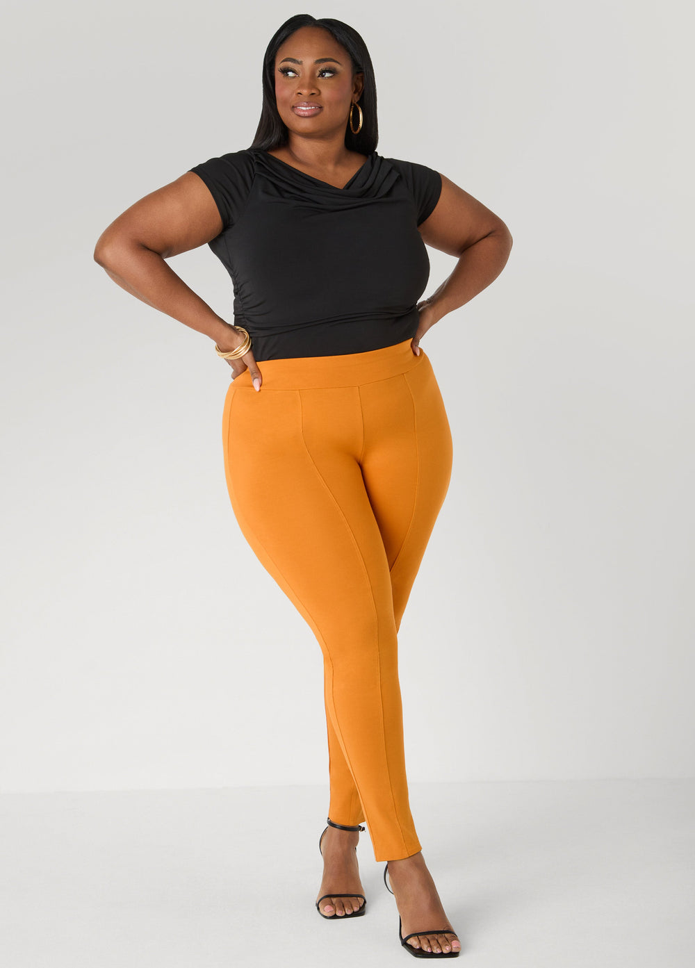 Seamed High Rise Leggings Desert Sun | Ashley Stewart