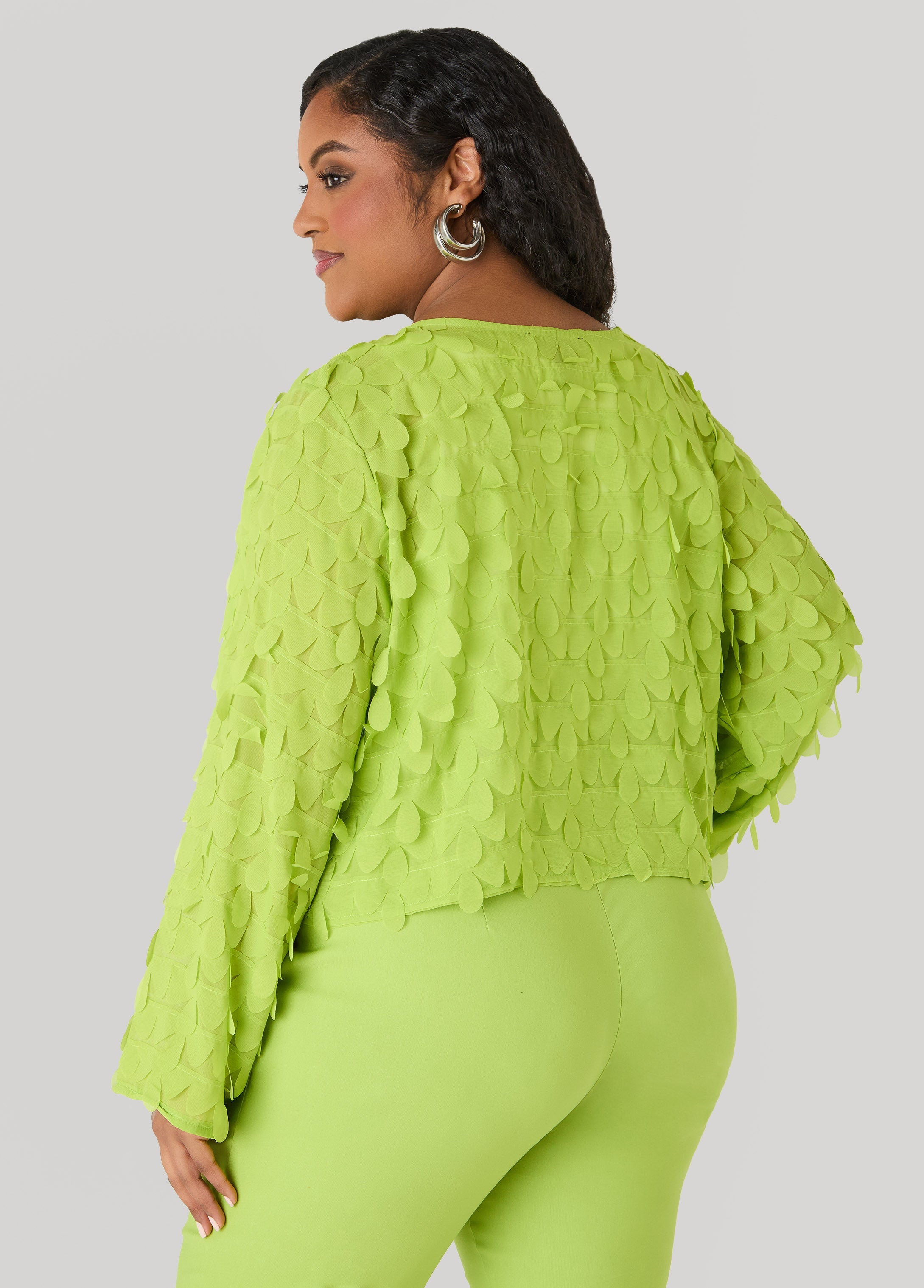 Cropped Petal Jacket Macaw Green | Ashley Stewart